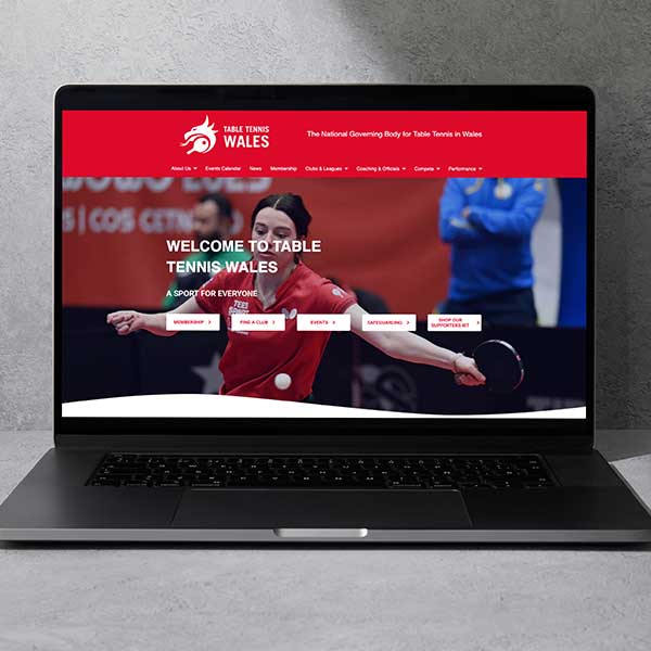 Table Tennis Wales, Website, laptop